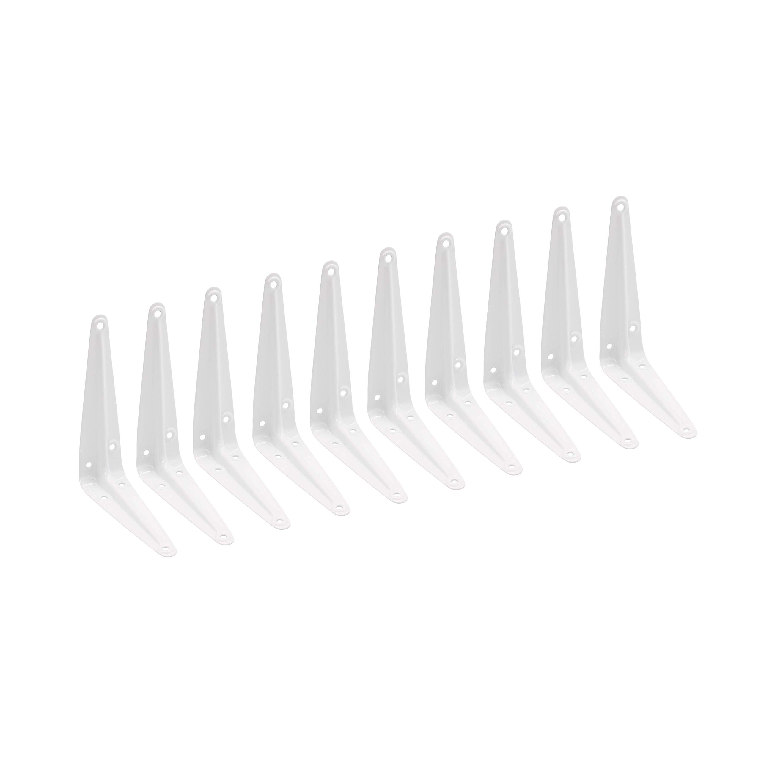 EAI London Shelf Brackets | White 125x75mm / 5x4 Inch Shelving Support Bracket | Pack of 10