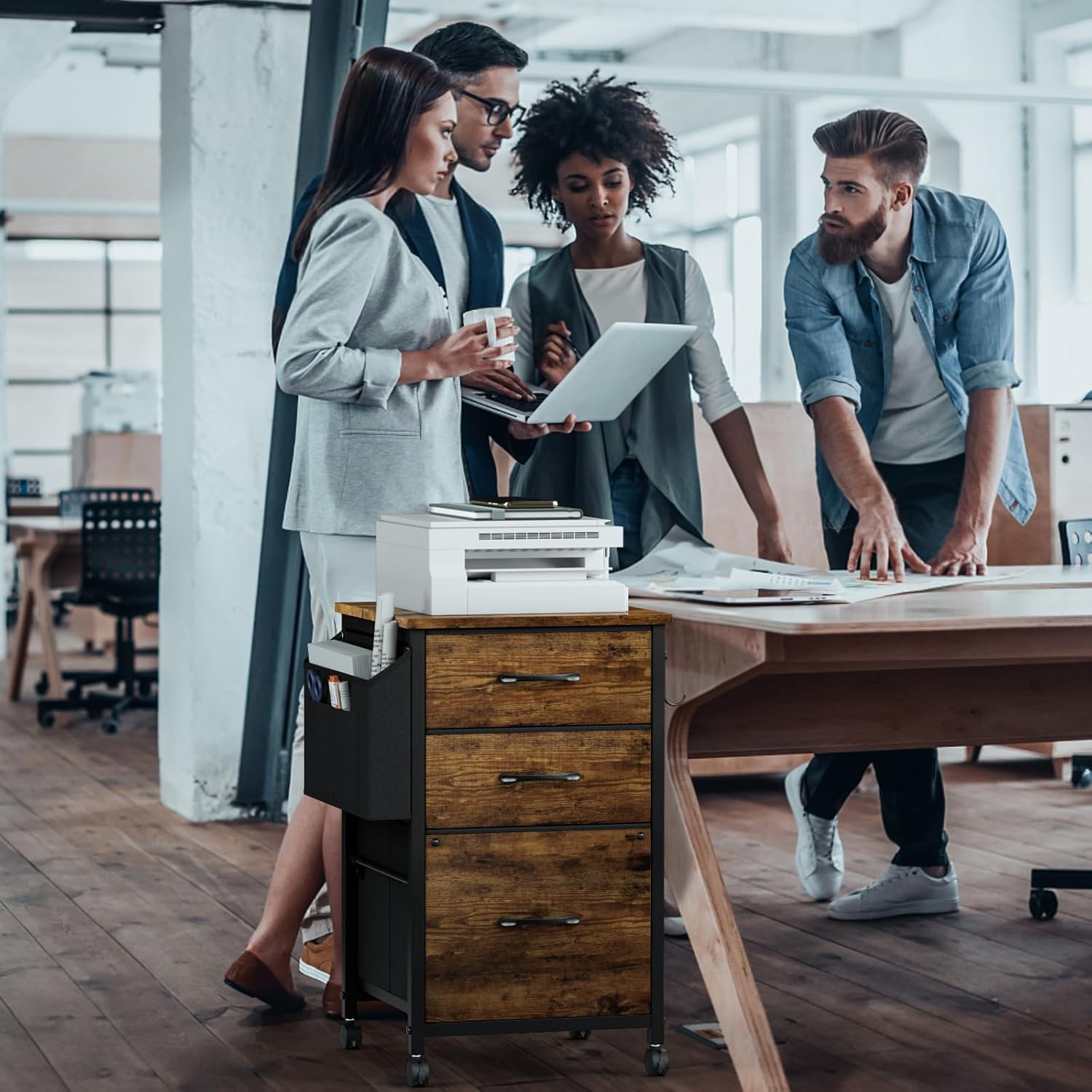 3 Drawer File Cabinets for Home Office – Small Rolling Filing Cabinet Under Desk Organizer Decorative Printer Stand