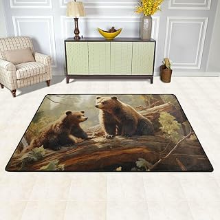 Area Rugs for Living Room 36X24 inch Non-Slip Doormat Low Profile Floor Mats Cute Bears Play in The Tree Area Rug Entrance Mat Machine Washable Carpet for Bedroom Dining Room Office Home Decor