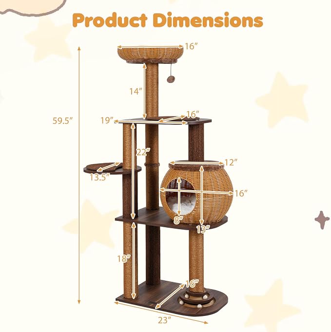 Casita y árbol para gatos PETSITE de 59.5 pulgadas miniatura 3