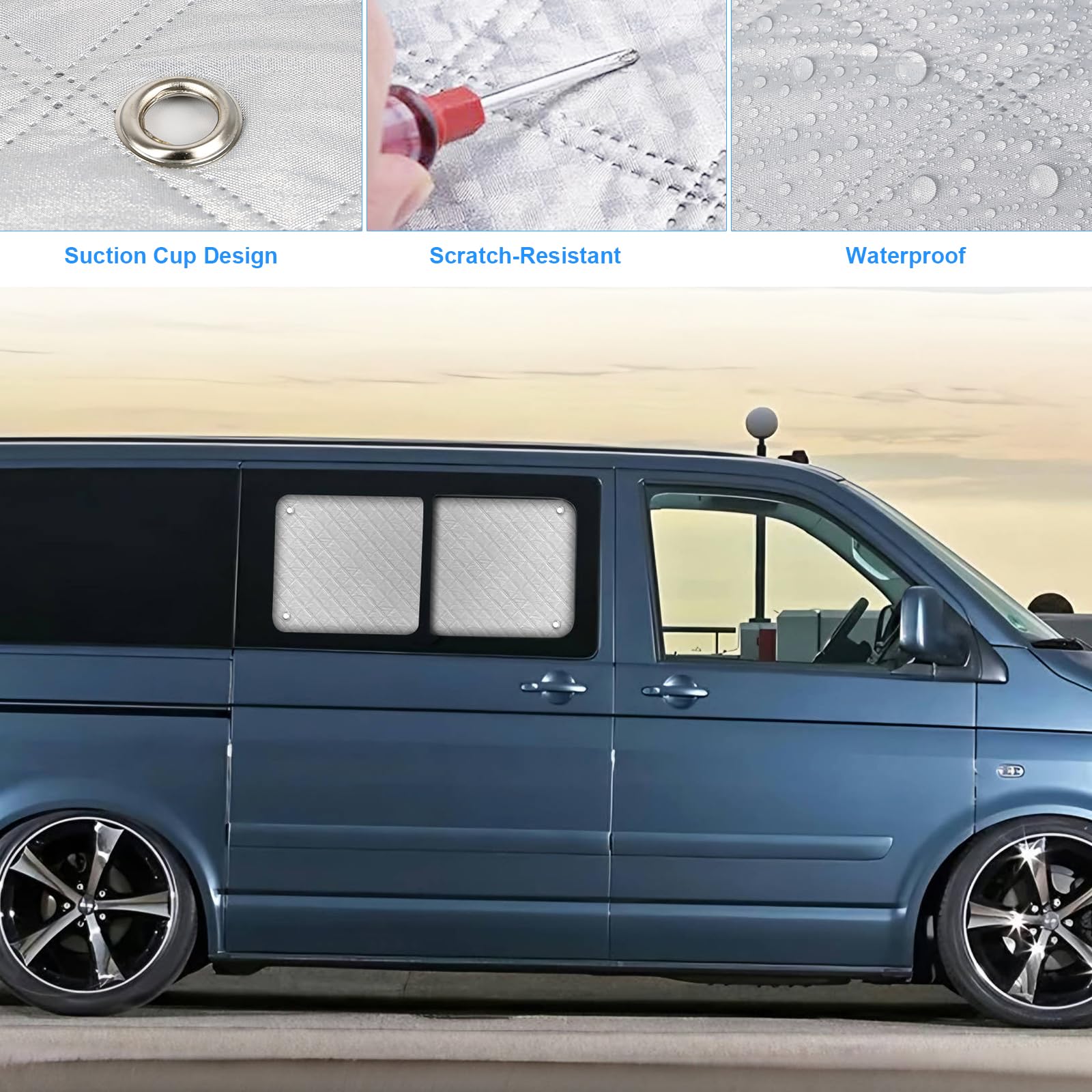 Osłona przeciwsłoneczna kompatybilna z VW T5 T6 2003-2024 do przesuwnych drzwi wewnętrznych mata termiczna