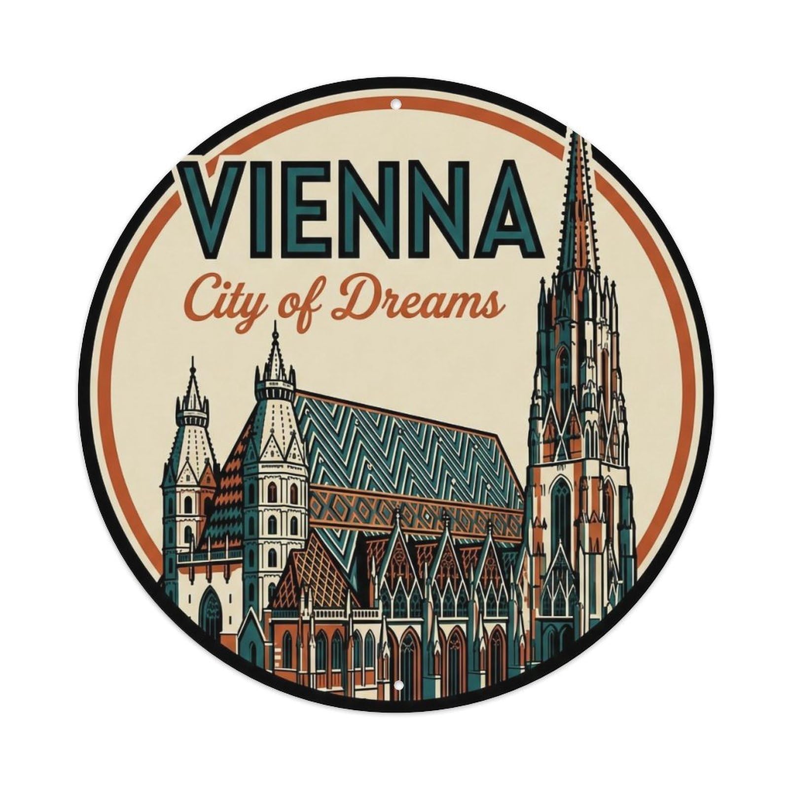 Vintage Travel Vienna Austria Expedition Metal Tin Sign