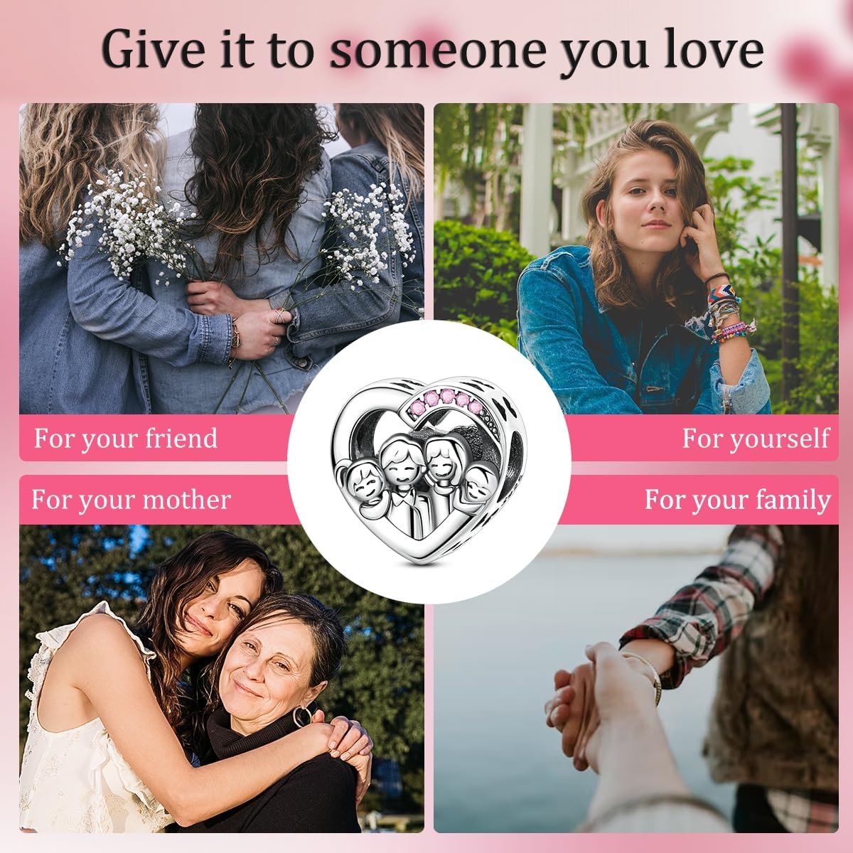 Hapour 925 Sterling Silver Charms for Bracelets Necklace Jewelry Dangle Pendant Beads Charm Family Heart Charm for Women - Image 6