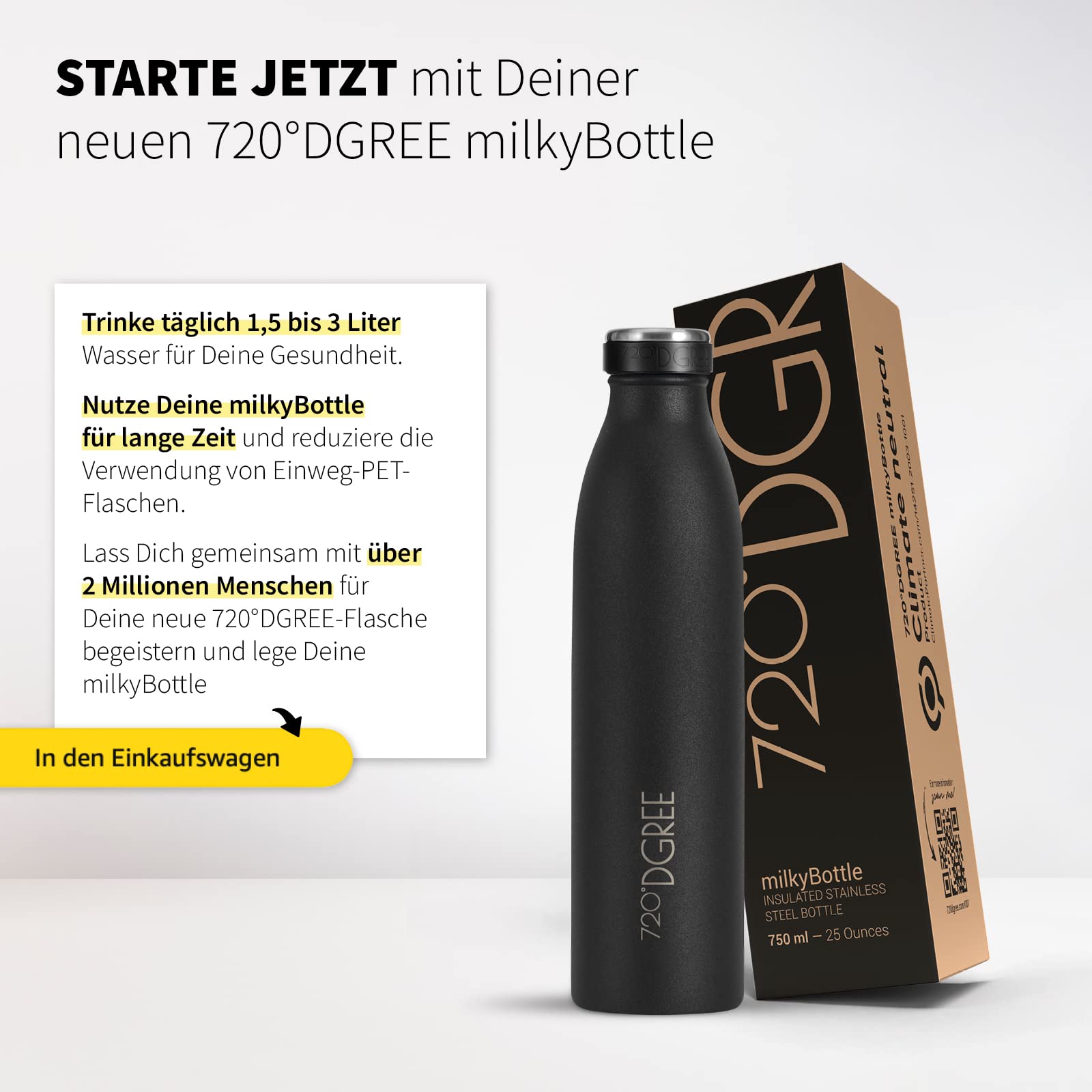 720°DGREE Roestvrijstalen Drinkfles milkyBottle - 350ml - Perfect voor Kinderen, BPA-Free, Lekvrij, Geschikt voor Koolzuur - Kleine Thermosfles voor Kinderen, Kleuterschool, School, Fitness
