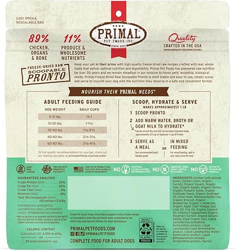 Miniatura 9 de Primal Alimento liofilizado para perros, Pronto Mini Nuggets, pollo cuchara y sirve, comida completa y equilibrada también se puede utilizar como