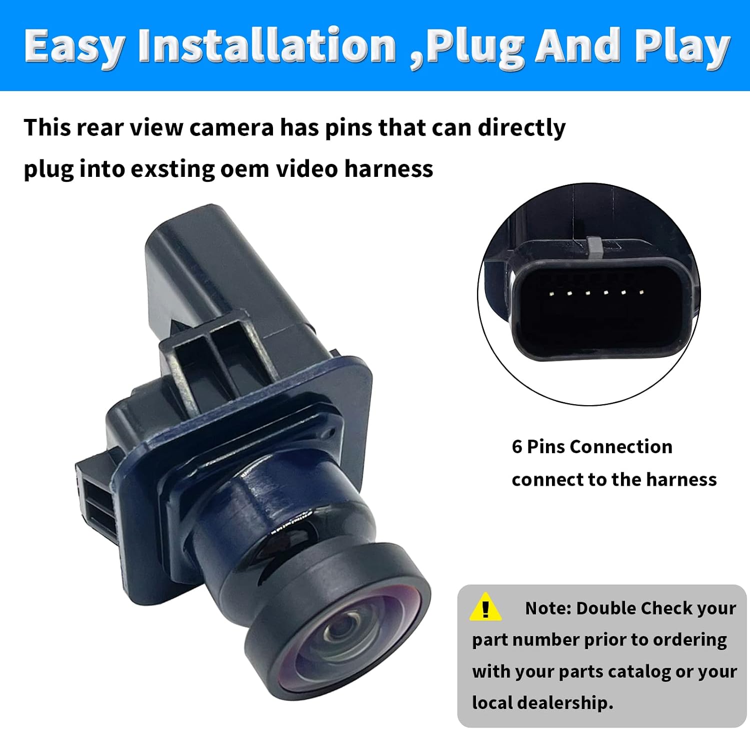 Rear View Back Up Camera Compatible with Ford F150 2011-2014,Ford Mustang 2015-2020,Lincoln MKC 2015-2019 Backup Camera Replaces EL3Z-19G490-D FR3T-19G490-AE BL3Z-19G490-B