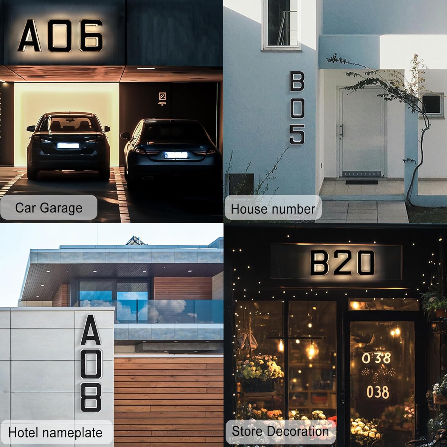 9" Solar Powered House Numbers for Outside Light Up, CARPESUN Waterproof Modern LED Backlit Address Signs, 300LM Large Exterior Illuminated Number Plate for Door, Home, Apartment, Mailbox (5-Black, 9 Inch)
