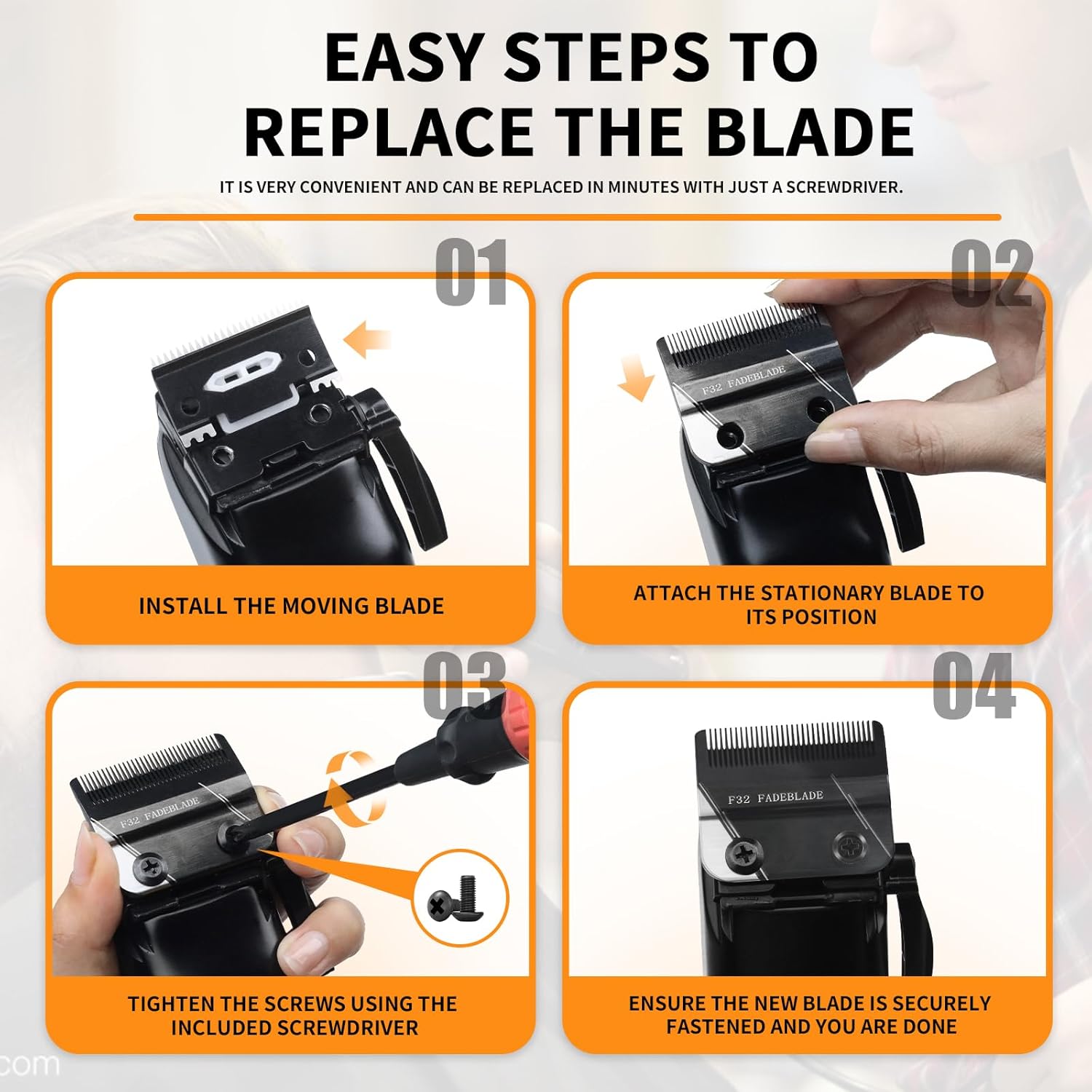 F32 High Precision Zero Adjustable Replacement Blades Compatible with Wahl 5 Star Vapor Clipper Professional F32 Fadeout Blade