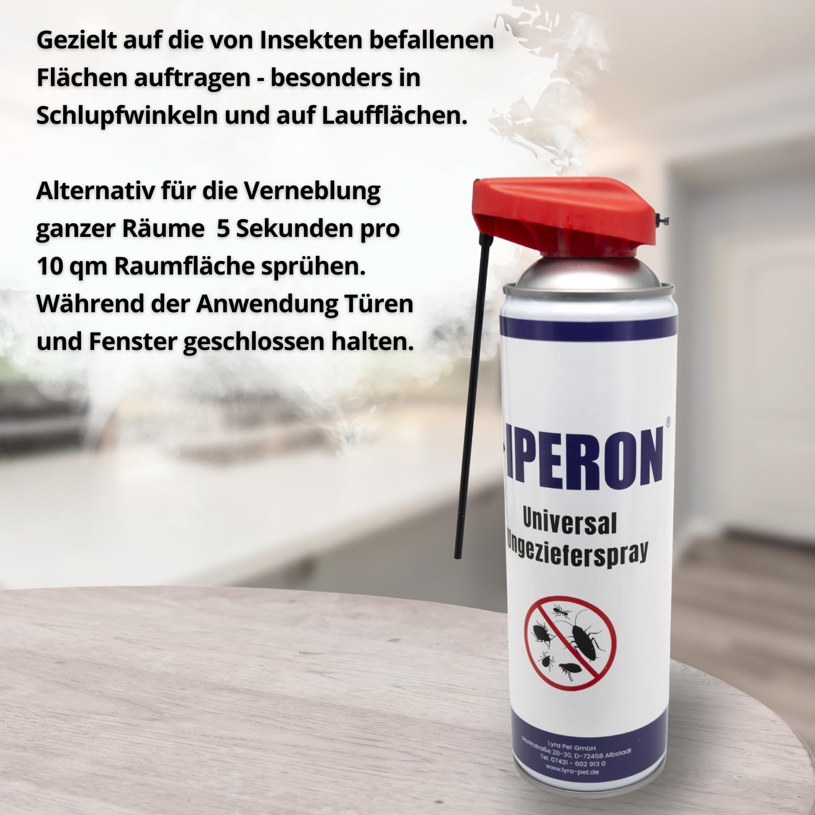 IPERON® 3 x 500 ml Universal Ungezieferspray | Sofortwirkung gegen Insekten | Mit Chrysanthemum cinerariaefolium Extrakt, Geraniol & Zitroneneukalyptusöl | Effektive Bekämpfung von Schädlingen