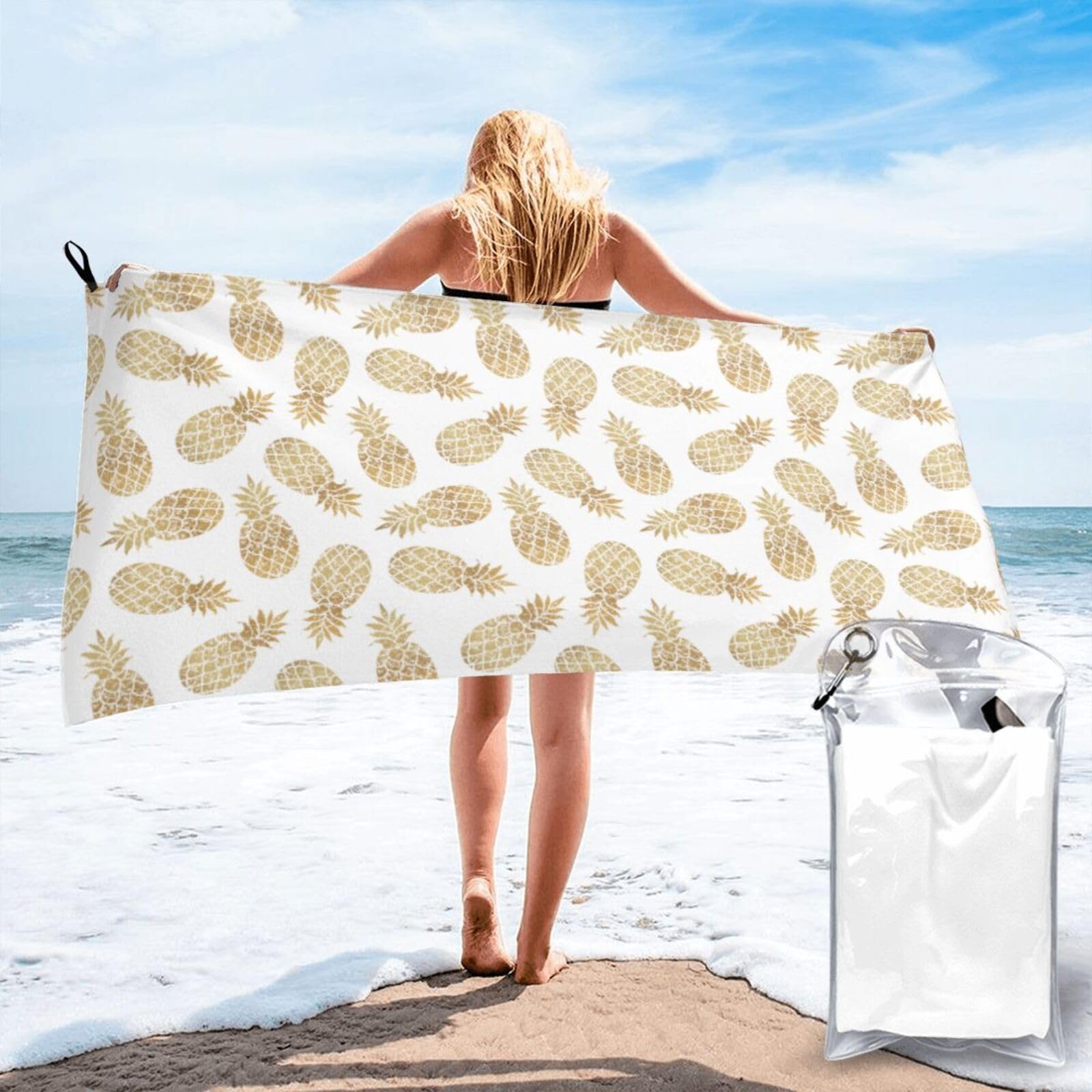 Toalla de baño para playa y piscina con estampado de piña grande