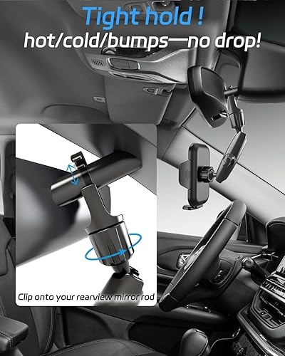 Miniatura 3 de Soporte de teléfono para espejo retrovisor mejorado 2026 para tu automóvil, soporte de teléfono multidireccional de ajuste giratorio dual 360 para