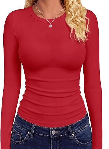 GAYHAY Long Sleeve Shirts for Women Tops Fitted Clothes Fall Fashion 2026 | Basic Tees, Girls School Outfits, Y2k Winter Tshirt, Tight Underscrub, Workout Casual, Cute Trendy Plain Compression Layering