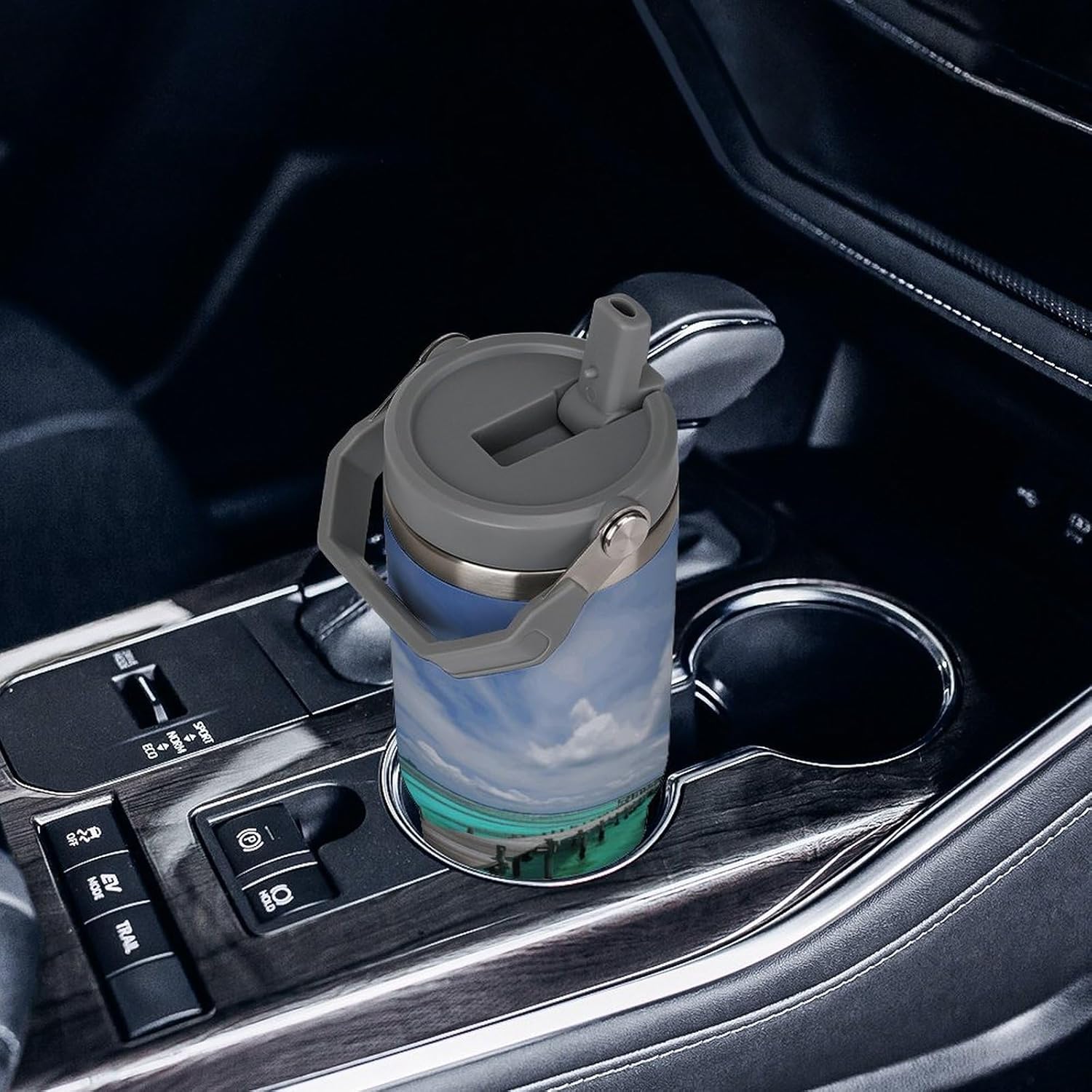 30oz Insulated Tumblers with Top Handle, Stainless Steel Maldives Scenery Car Cup with Straw for Gift, Leak-Proof Double Wall Vacuum Travel Mug, Personalized Water Bottles White