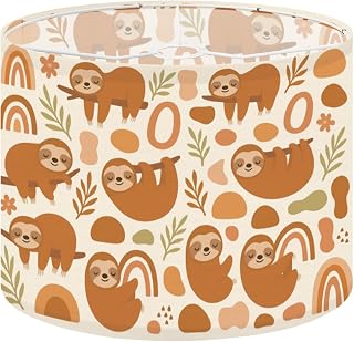 LampShade 1Pack Cute Sloth Rainbows Leaves Warm Earth Tone Lamp shades for Table Lamps, Floor Lamps, Diy Pendant Light HD Printing Replacement LampShades House Decor
