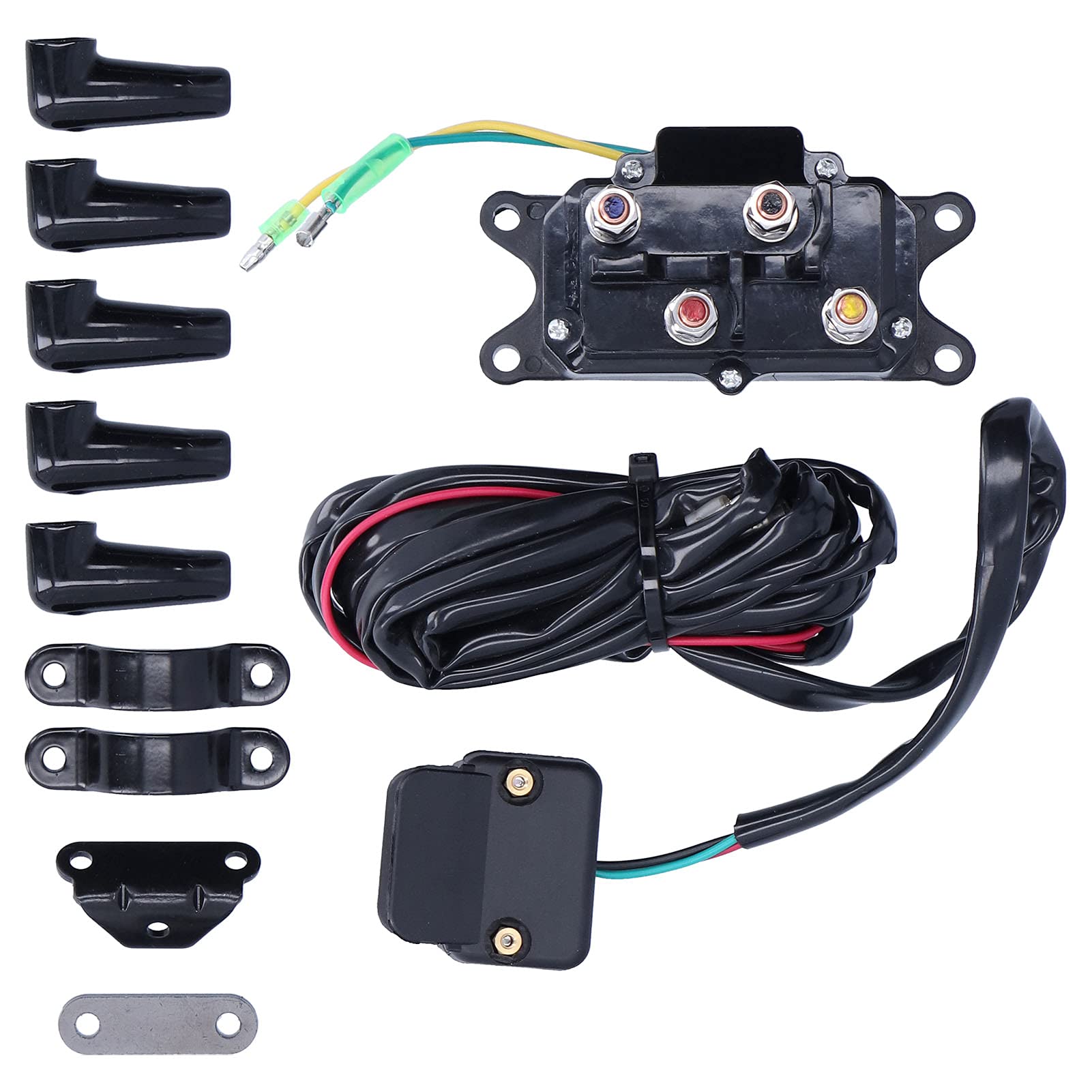Hyuduo Przekaźnik Elektromagnetyczny Wciągarki 12V Wytrzymały Stycznik ze Stopu o Wydajności 250A do zastosowań w Przyczepach do łodzi ATV UTV