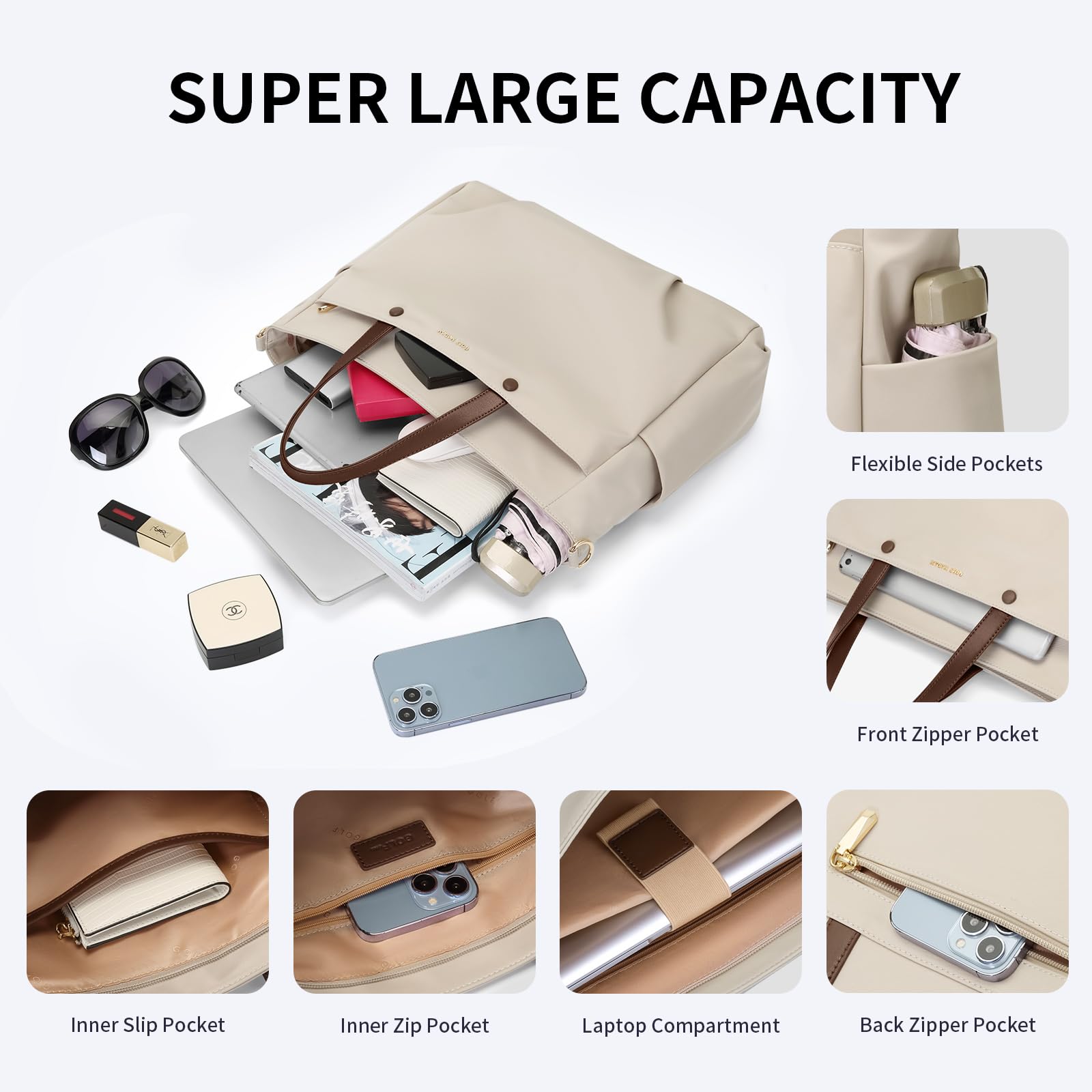 GOLF SUPAGS Borsa Tote per Laptop da Donna, Borsa a Tracolla per Computer Borsa da Lavoro Grande per Donna, Custodia per Laptop Borsa Elegante per Viaggi D'affari