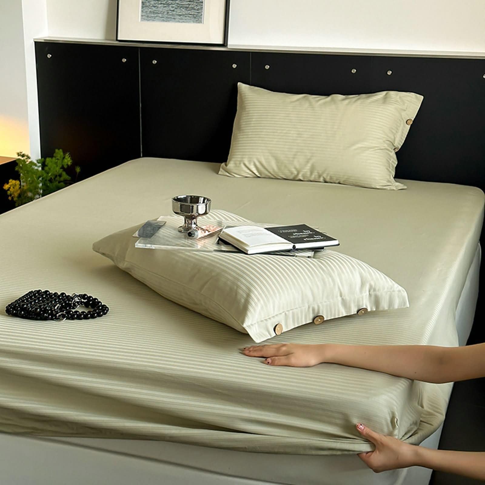 Drap housse coton 150x200cm vert clair fini les draps plissés avec cette housse stable