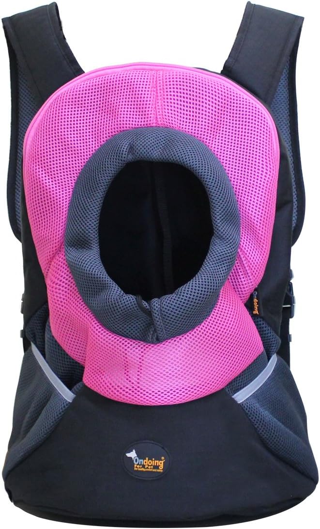 Ondoing Pet Carrier Backpack Adjustable Dog Puppy Cat Front Carrier Travel Bag Head Out Design for Traveling Hiking Camping Outdoor Use,…