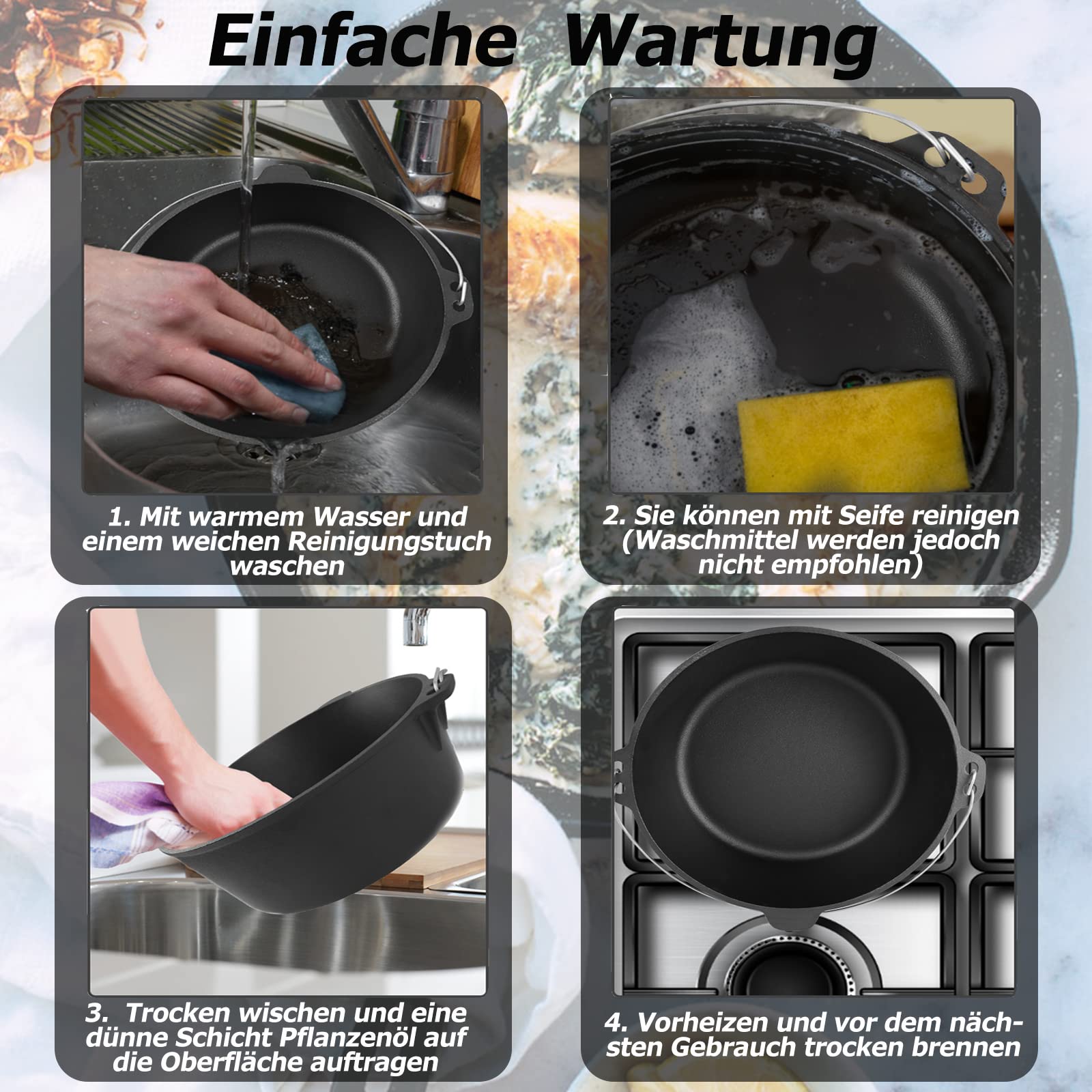 BBQ Dutch Oven Set de 12 piezas, olla de hierro fundido, olla de 3,6 litros en caja de madera, accesorios para barbacoa con placa de parrilla