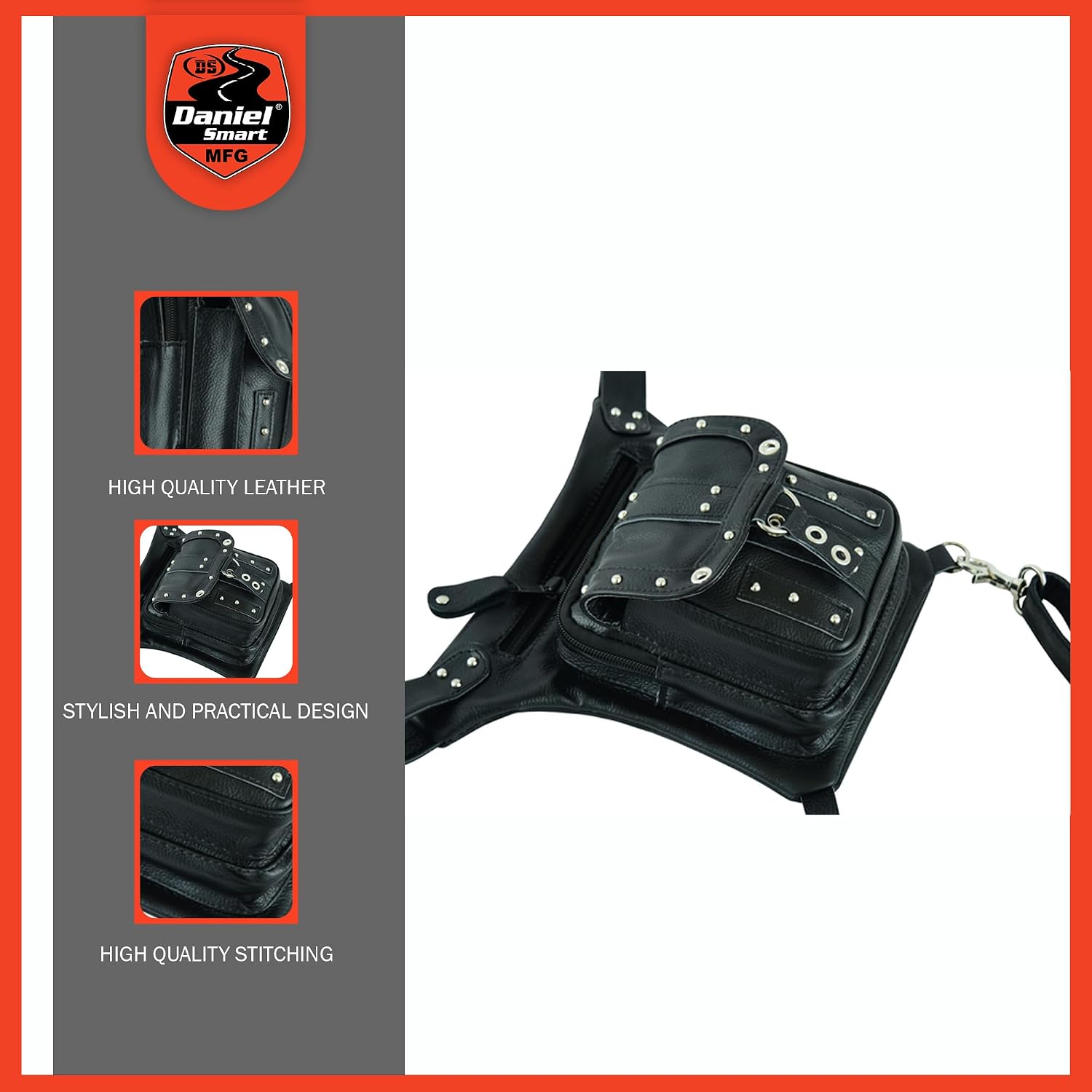 Daniel Smart Thigh & Waist Belt Bag - Versatile Storage Shoulder Bag with Durable & Lightweight Perfect for Daily Use Black