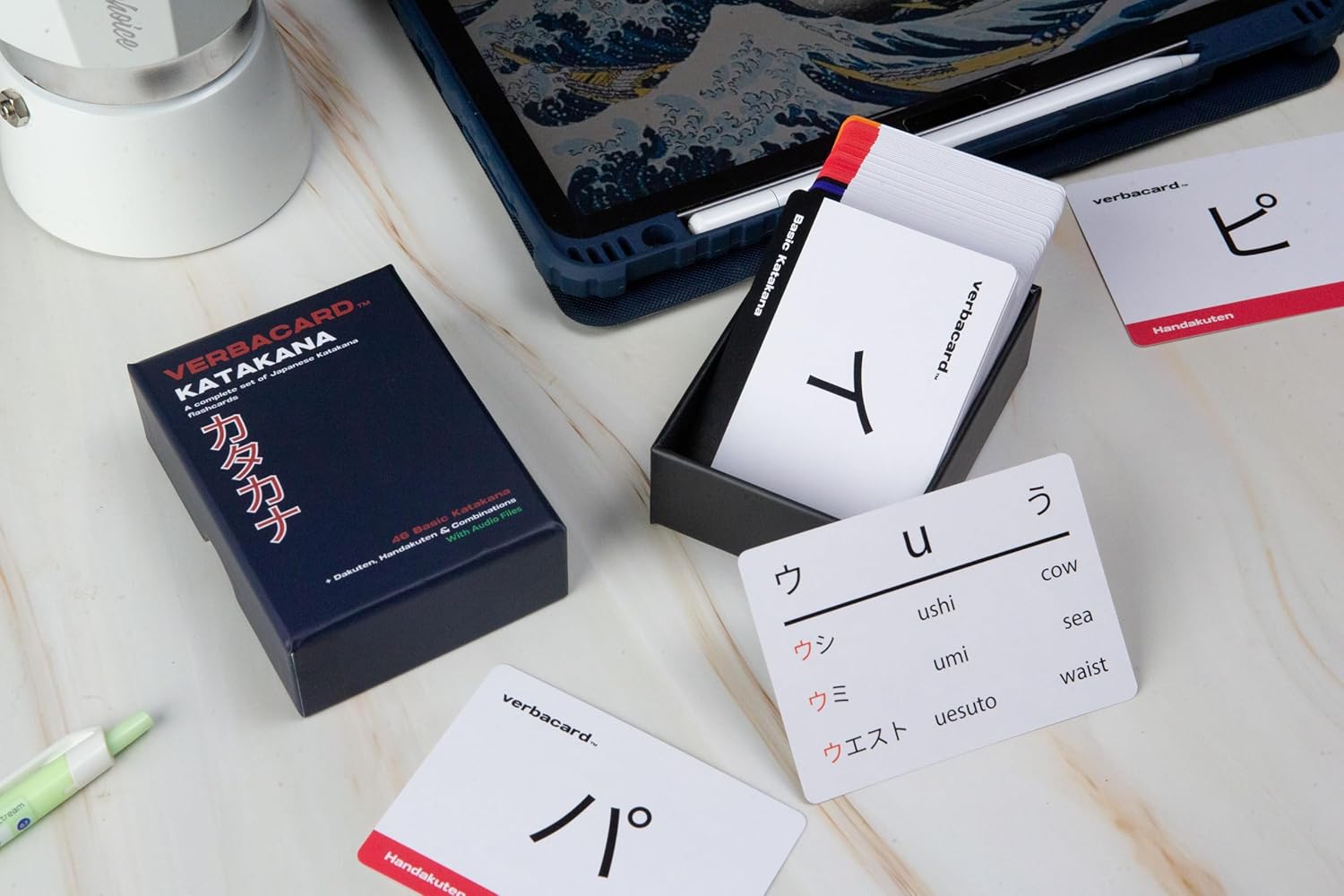 Katakana Flashcards – Learn Japanese Script Fast | Complete Study Deck with 46 Basic Katakana, Dakuten, Handakuten & Combinations | Japanese Alphabet Starter Kit with Audio