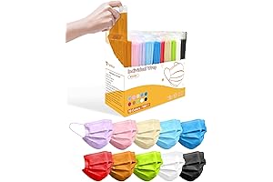 Masks Disposable 100 Pack, Individually Wrapped Colorful 4 Ply Face Mask for...