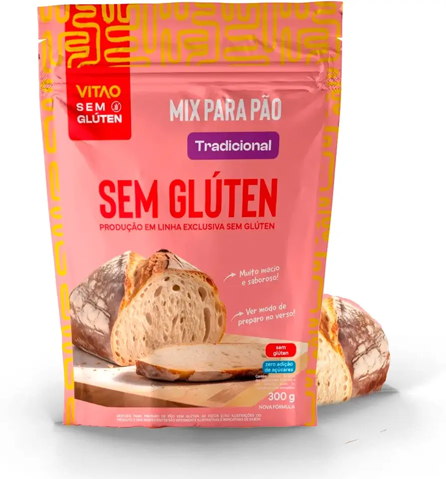 VITAO Mix para Pão Tradicional Sem Glúten 300g – Textura Macia e Sabor Autêntico