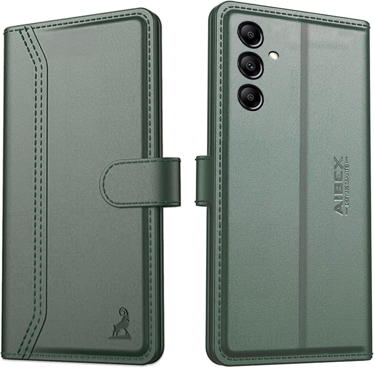 AIBEX ® Samsung Galaxy F34 5G / Samsung Galaxy M34 5G Flip Cover Leather Finish | Inside TPU with Card Pockets | Wallet Stand | Complete Protection Flip Case Green (B0C9T9LJYN) Amazon Price History, Amazon Price Tracker