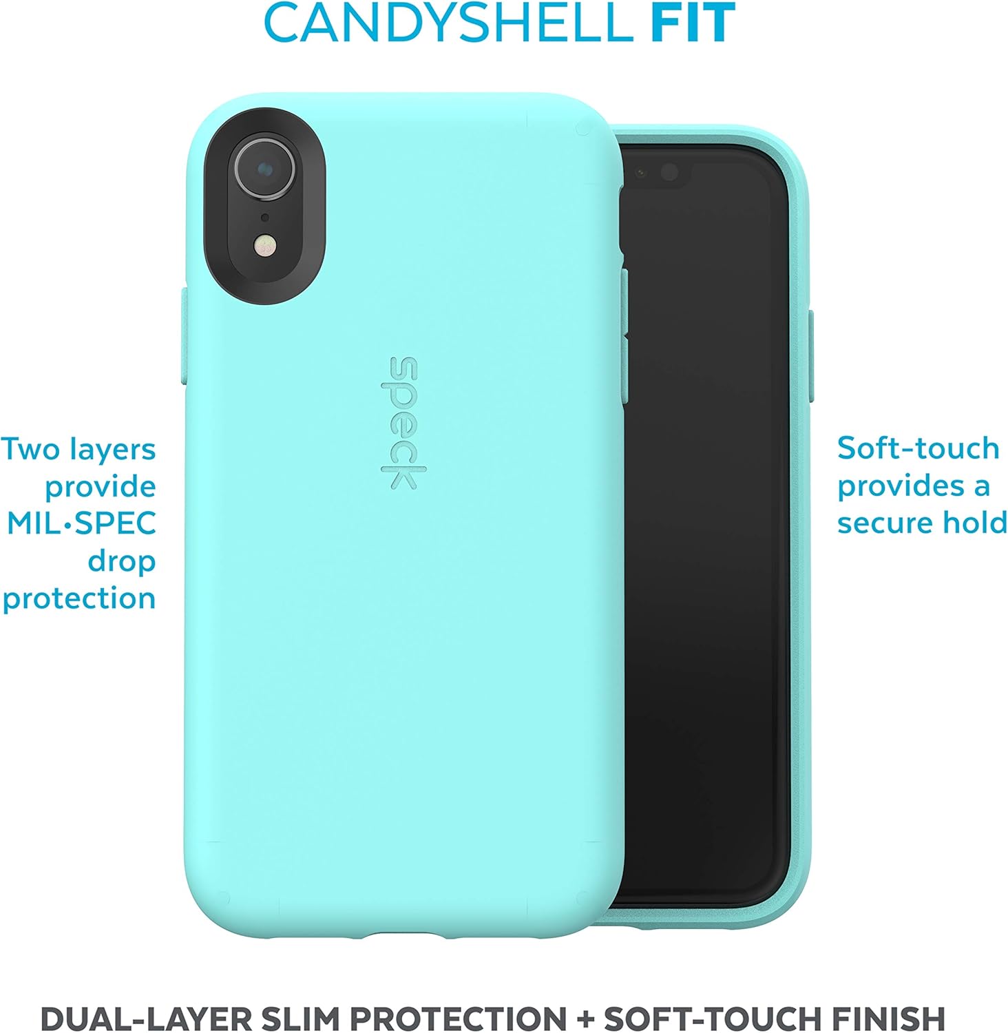 Best Quality 🔥 Speck Products CandyShell Fit iPhone XR Case, Zeal Teal/Zeal Teal