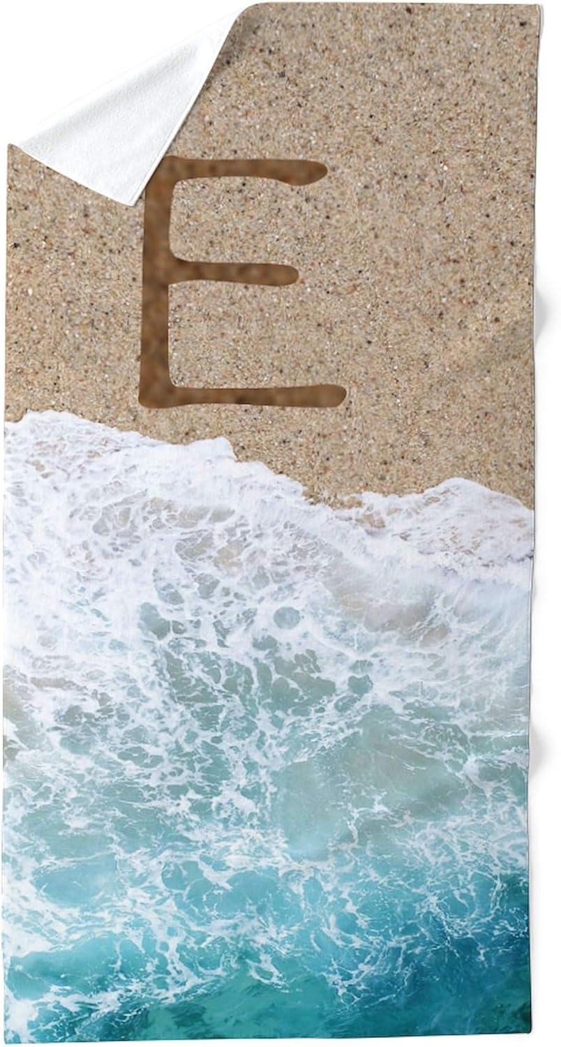 CafePress Letters in Sand E 30"x60" Absorbent Cotton Back, Soft Beach, Pool Towel