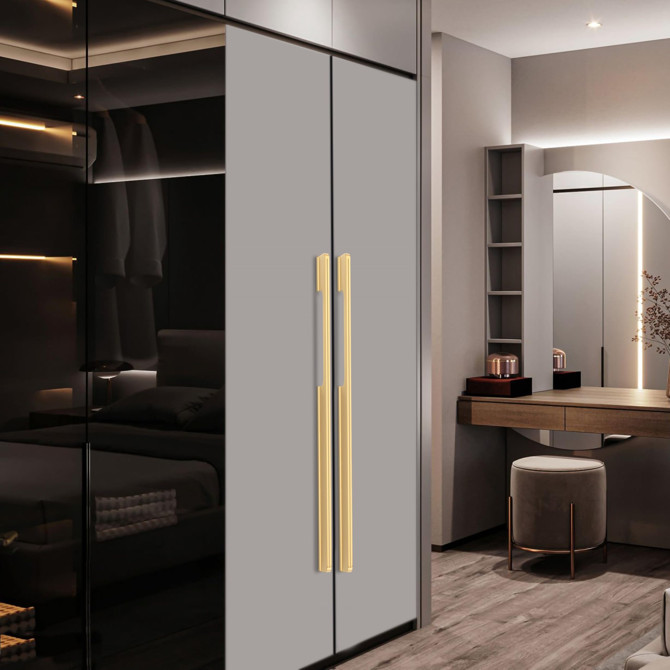 HARMONUS ,Fancy Aluminium Kitchen Cabinet Handle/Pull Handle/Door Handle/Drawer Handle,PVD Gold Finish, Aluminium Alloy, 36 INCH, 2 PCS HCPVDGOLDSAC-43-2-36 INCH-image-43