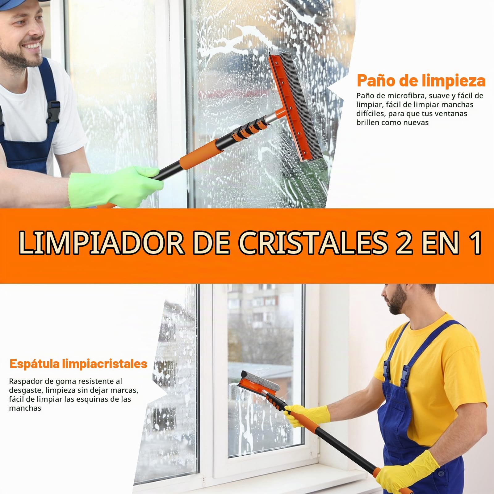 LAANPOLE Cepillo de Lavado de Coche con Mango Largo 3,6m, Kit de Limpieza de Coche con Cepillo de Cerdas Suaves, Mopa de Microfibra, Magenera de Ventanas, Manopla, Cepillo para Rines para Autocaravana