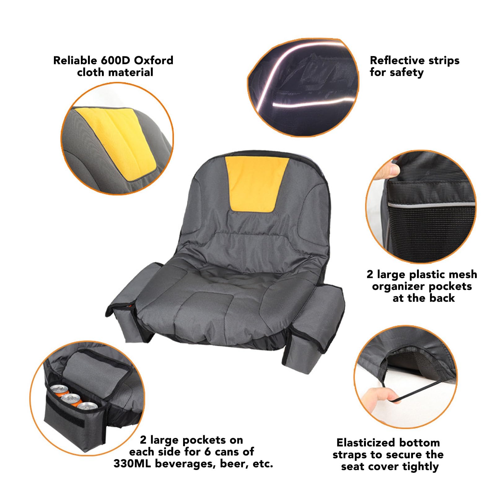 Housse Siège Tondeuse Imperméable Rembourrée, Poche Arrière