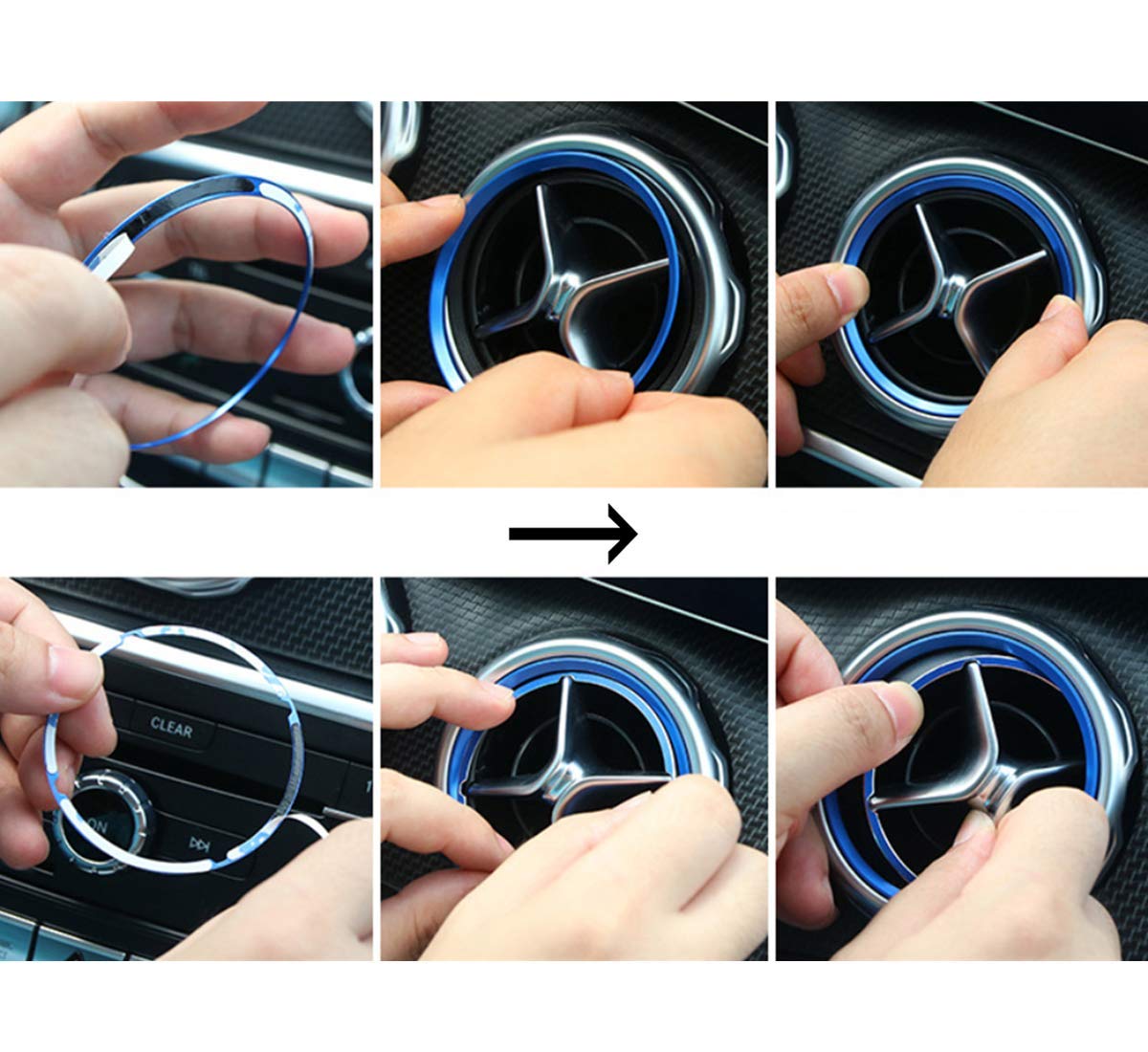 BoGoo 5 Pcs/Set Red Air Vent Air Conditioning Outlet Vent Ring Trim Cover Compatible For Mercedes Benz A B CLA GLA Class Cars