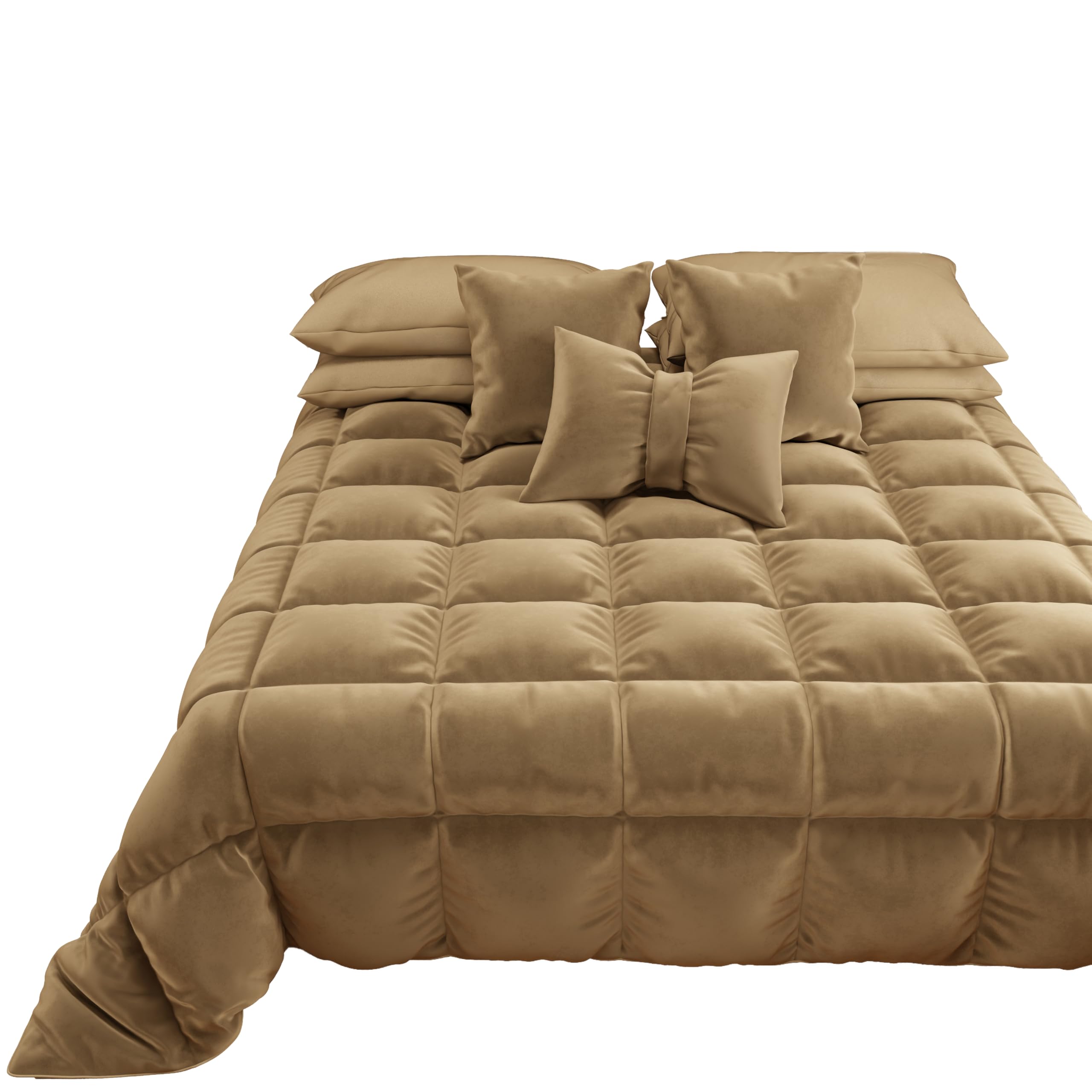 ELEGANT LIFE HOME Lussuoso set di biancheria da letto in velluto a coste con cuciture geometriche e federa abbinata, per letto matrimoniale/queen size (228,6 x 233,7 cm/1+50,8 x 66 cm/2), 3 pezzi