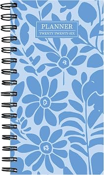 TF Publishing 2026 Blue Blooms Small Weekly Monthly Planner with 2-Page Monthly Calendar Grid, Weekly Planning Pages, and Lined Notes Section in Back - Mini Planner for Pocket or Purse - 3.5in x 6.5in