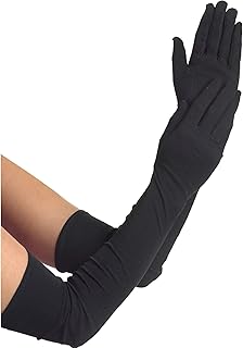 Black Polyester Soft Long Gloves (Adult Size) 1 Count - Comfortable & Durable Hand Protection, Perfect for Costumes, Dress-up, & Everyday Wear - Buy now