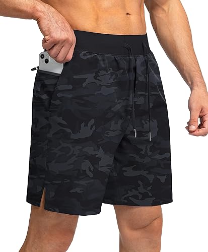 Soothfeel Men's Running Shorts with Zipper Pockets 9"/ 7"/ 5" Lightweight Basketball Gym Workout Athletic Shorts