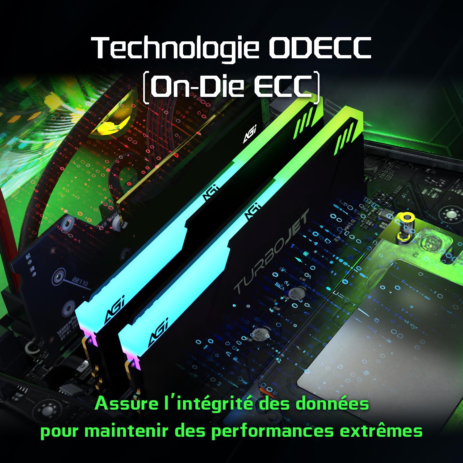 AGI UD858 32Go (2x16Go) RGB DDR5 UDIMM 6000MHz Noir pour Intel XMP AMD Expo