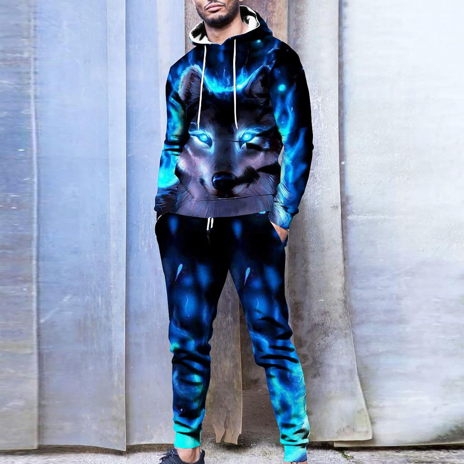 Outfits Men 2 Piece Sets Casual - Tracksuit Blouse Hoodies+ Patchwork Trousers Sport Leisure Sweatsuit Jogging Streetwear : Clothing, Shoes & Jewelry