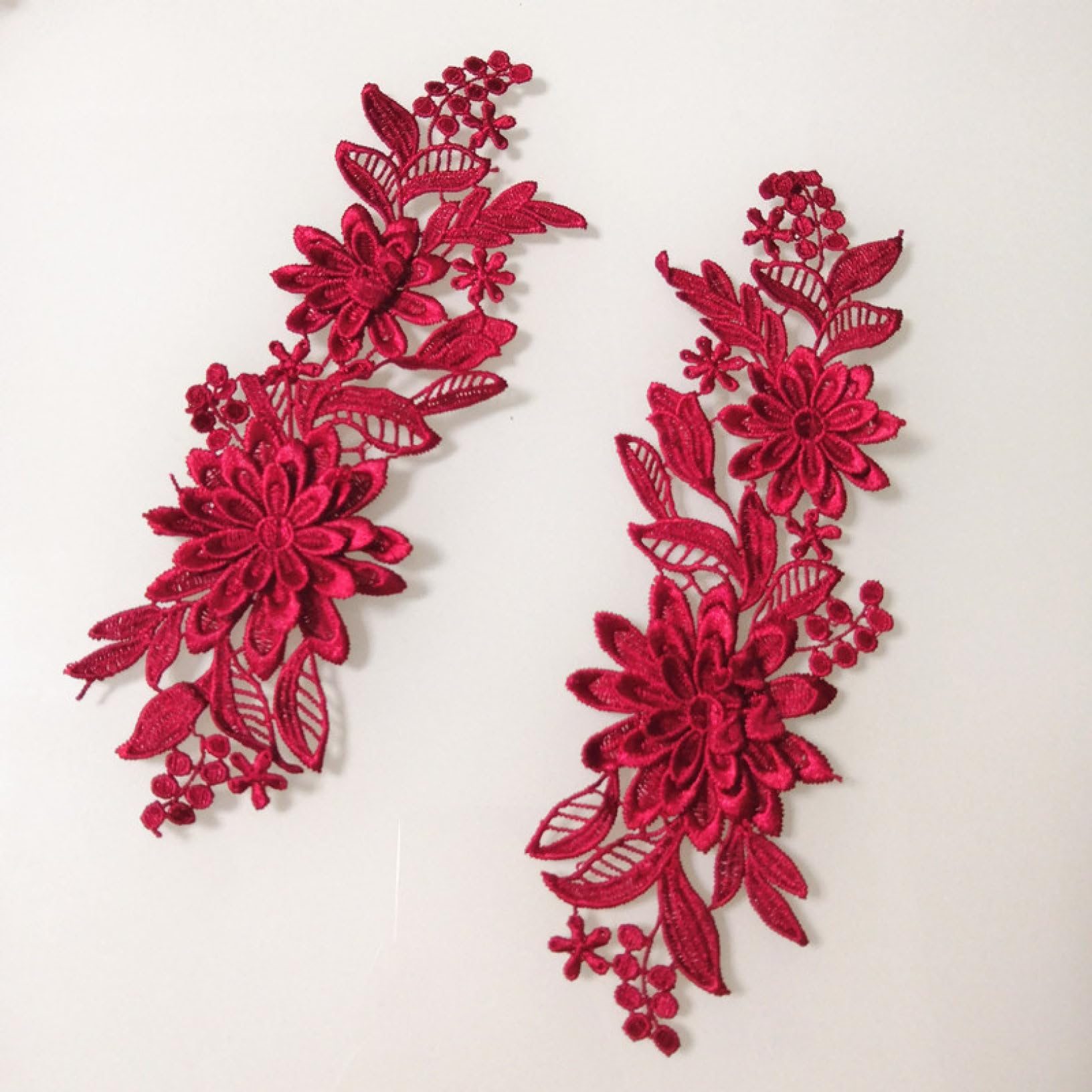 4PCS Polyester Embroidery Sew On Dress Lace Applique Flower Patch Dancing Garment Accessories Crafts Embellishments