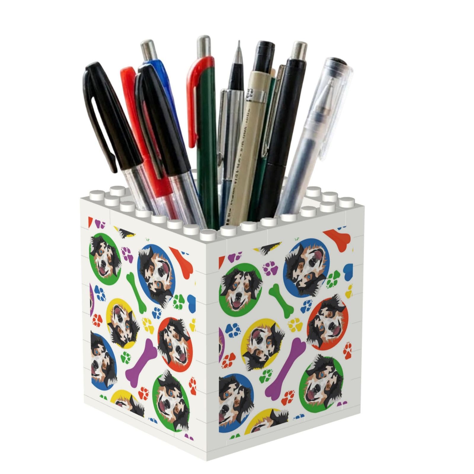 Poadnly Colorful And Playful Australian Shepherd, Pen Pot Pencil Holder for Office Home School, Compact Desk Organiser for Office Stationery