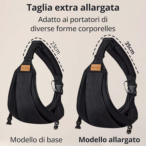 Plus Size Tragesling bis 25kg Babytrage & Seitentrage Erweiterbar verstellbar für größere Kinder, atmungsaktiv & rutschfest, ASTM zertifiziert Inkl. Baby Hüfttrag & Tragetuch Funktion(Plus-Schwarz) - 2