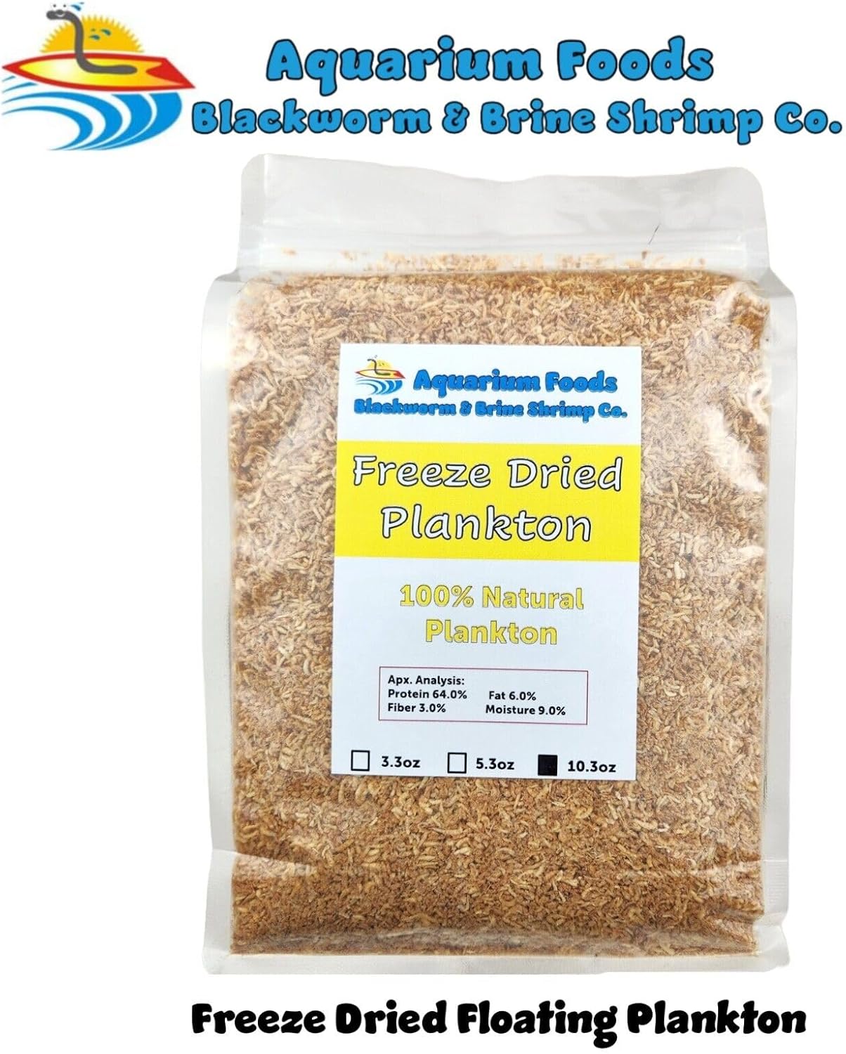 Aquatic Foods Inc. Plankton, Freeze Dried Pacific Plankton for All Marine Fish, Corals, Anemones, All Tropical Fish, Cichlids, Discus, Tetras, Goldfish, Koi & Pond Fish…10.3oz Clear Bag