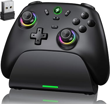 Switch Controller for Switch 1/2/Lite/OLED, Hall Joystick Wireless Switch Pro Controller with Charging Dock, support iOS/Android/Windows PC, Switch Remote with Turbo/Motion Control/Vibration