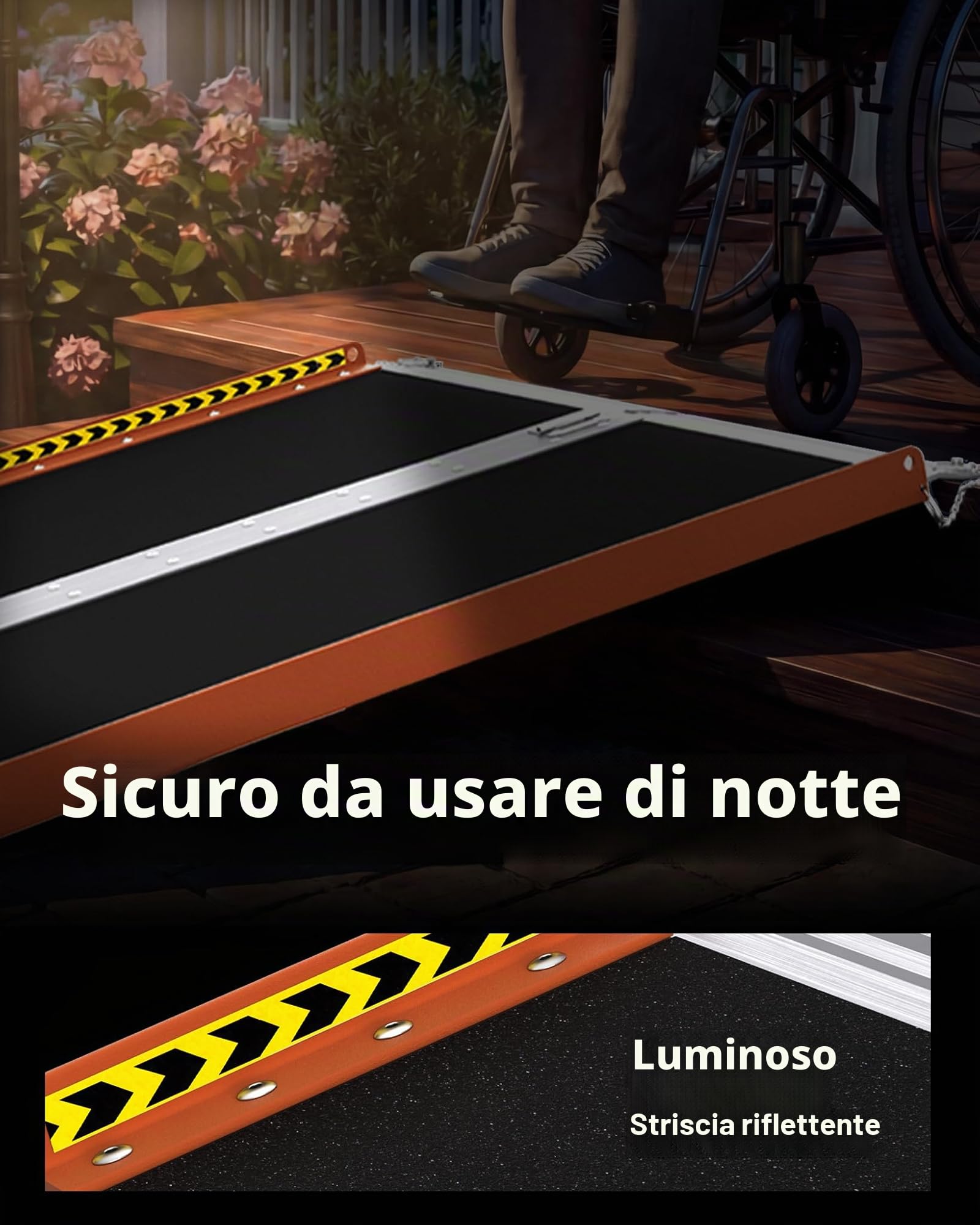 FACHNUO - Rampa per sedia a rotelle, 90 cm, arancione