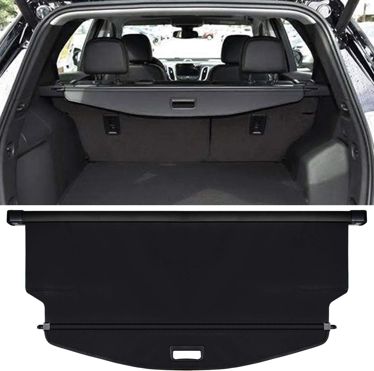 Trunk Cargo Cover For Chevy Chevrolet Equinox GMC Terrain 2018 2019 2020 2021 2022 2023 2024 2025 Retractable Rear Trunk Cargo Luggage Security Shade Cover Shield Waterproof All Weather (Black) Standard