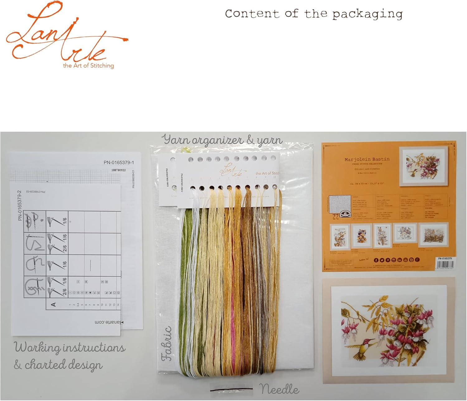 Lanarte Counted Cross Stitch Kit: Colibri & Flowers (Evenweave), NA, 38 x 30cm