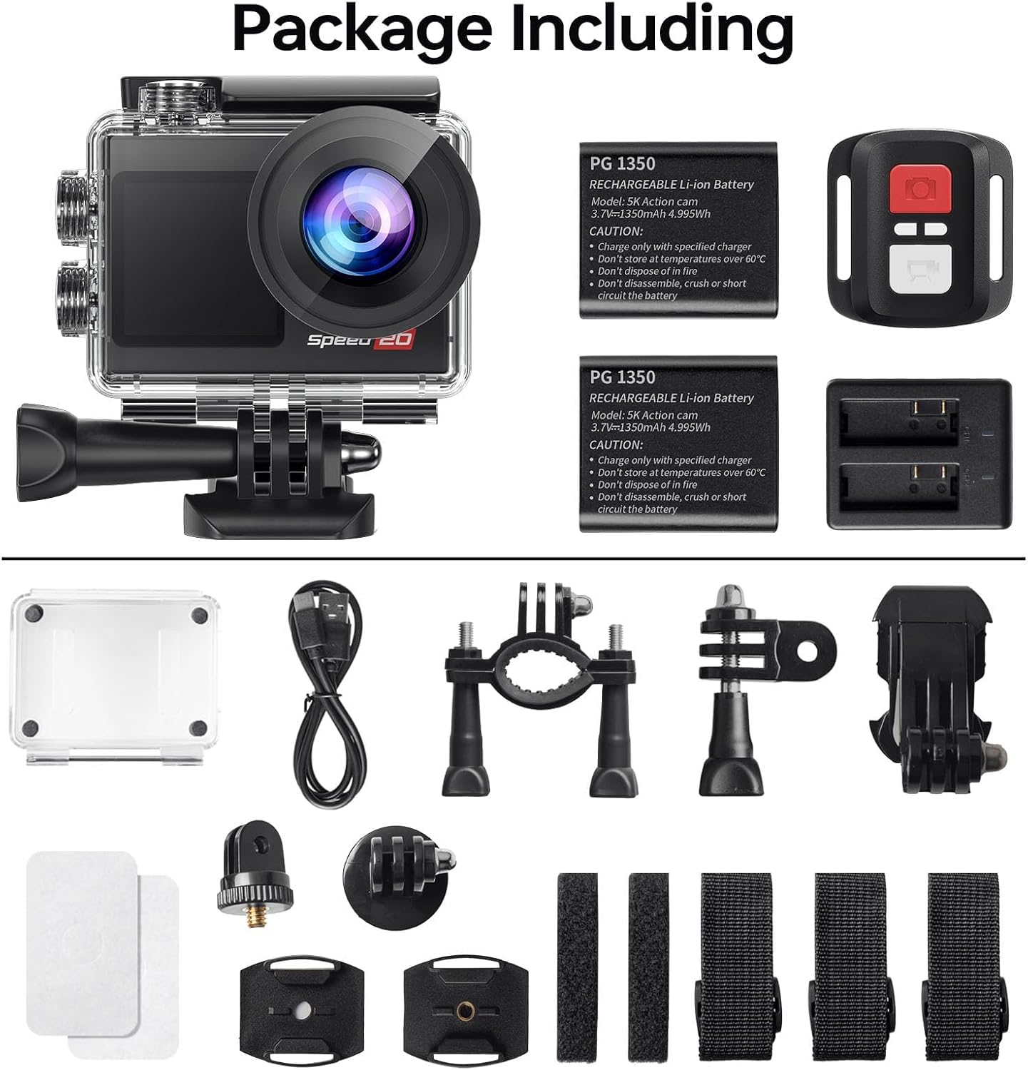 Action Camera 4K Waterproof Camera 20MP with Touch Screen Underwater Camera 131FT with EIS for Snorkeling Helmet Bike 170° Wide Angle Remote WiFi 5XZoom