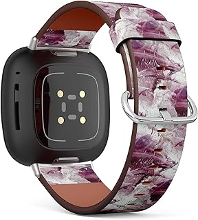 CJBROES Replacement Leather Watch Band, Compatible with Fitbit Versa 3 and Fitbit Sense of Wristband Bracelet Accessory - Acrylic
